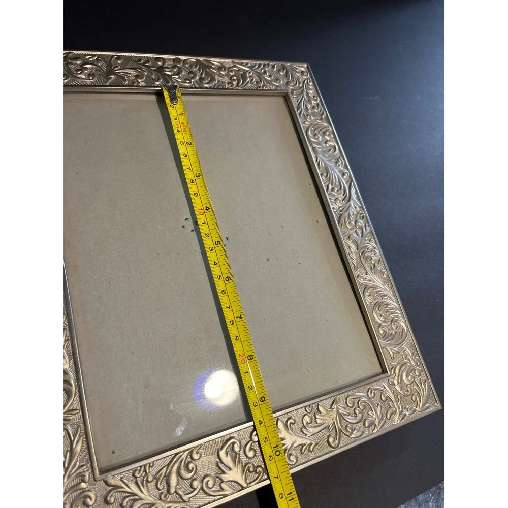 Vintage Silver Ornate Embossed Floral Scroll Picture Frame 8x10 Tabletop Display